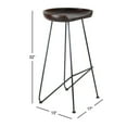 thumbnail image 4 of DecMode Wood Bar Stool with Wood Seat, Brown, 4 of 14