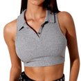 thumbnail image 1 of Blusa corta ajustada sin mangas con botones y cuello en V de Color sólido a la moda para mujer Pompotops  lopia995130, 1 of 9