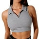 thumbnail image 1 of Blusa corta ajustada sin mangas con botones y cuello en V de Color sólido a la moda para mujer Pompotops  lopia995129, 1 of 9