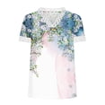 thumbnail image 4 of WXLWZYWL Womens Summer Tops 2023 Clearance Casual V-Neck Lace T-Shirt Flowers and Plants Printed Short Sleeved Top White, 4 of 5