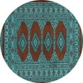 thumbnail image 1 of Ahgly Company Indoor Round Southwestern Light Blue Country Area Rugs, 7' Round, 1 of 4