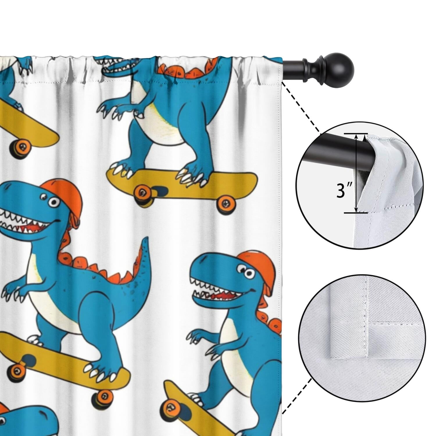 Blackout Kids Curtains,Cute Dinosaur Pattern Childrens Insulated Curtains Set Of 2,Bedroom Essentials,Toddler Room Decor 52x63in(132x160cm)