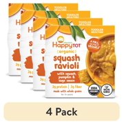 (4 pack) Happy Tot Organics, Toddler Mealtime Bowl, Organic Squash Ravioli with Pumking Squash & Sage Sauce, 4.5 oz