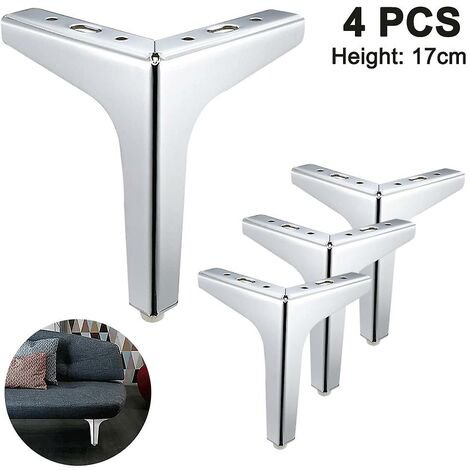 Paquete de 4 patas de sofá de metal, patas de muebles de estilo moderno - Plata, HANBING