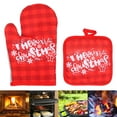 thumbnail image 2 of 2 Sets Christmas Cooking Gloves Baking Oven Gloves Practical Table Insulation Pads, 2 of 9