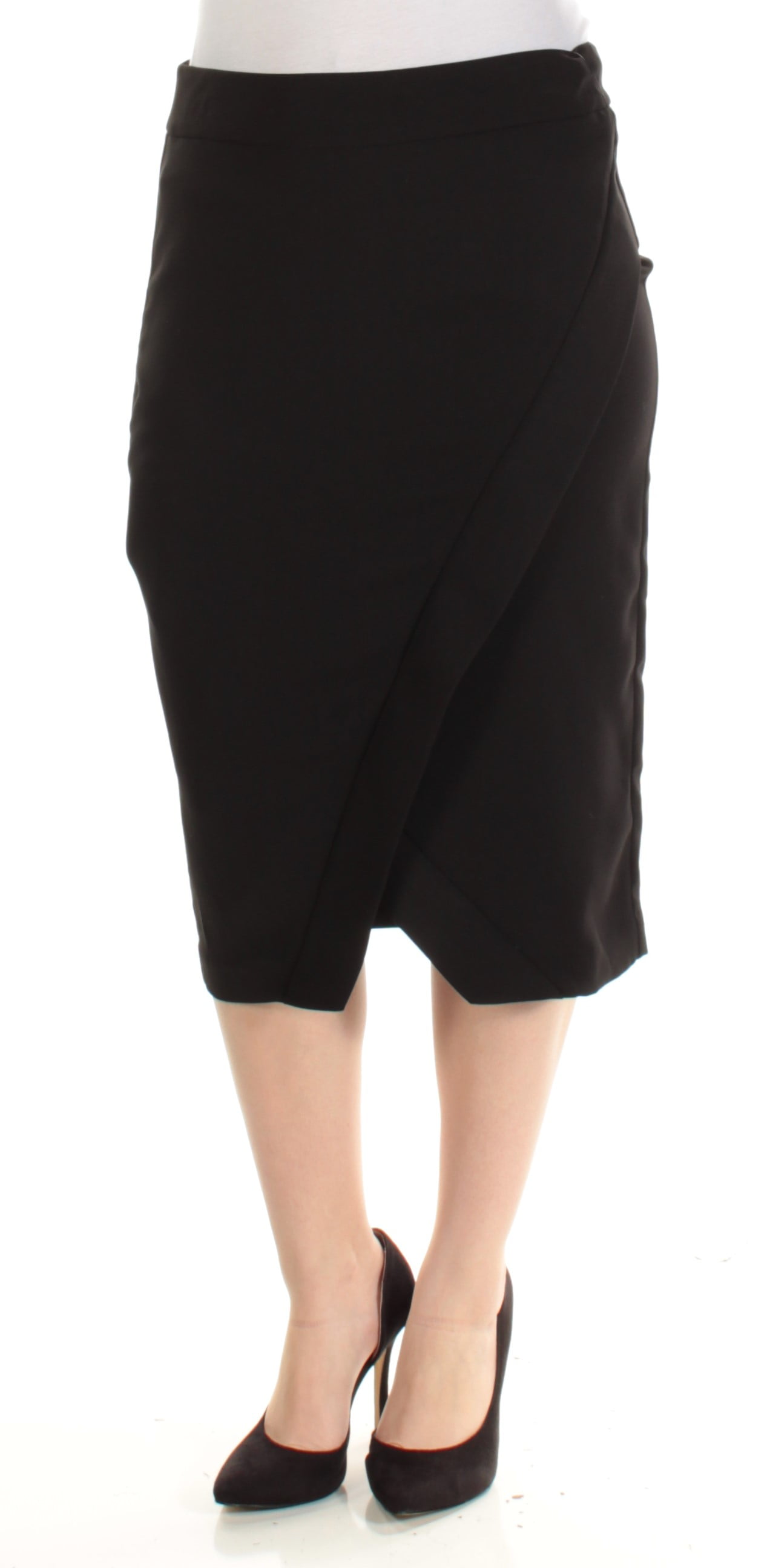 INC Womens Black Knee Length Faux Wrap Wear To Work Skirt 4 - Walmart.com