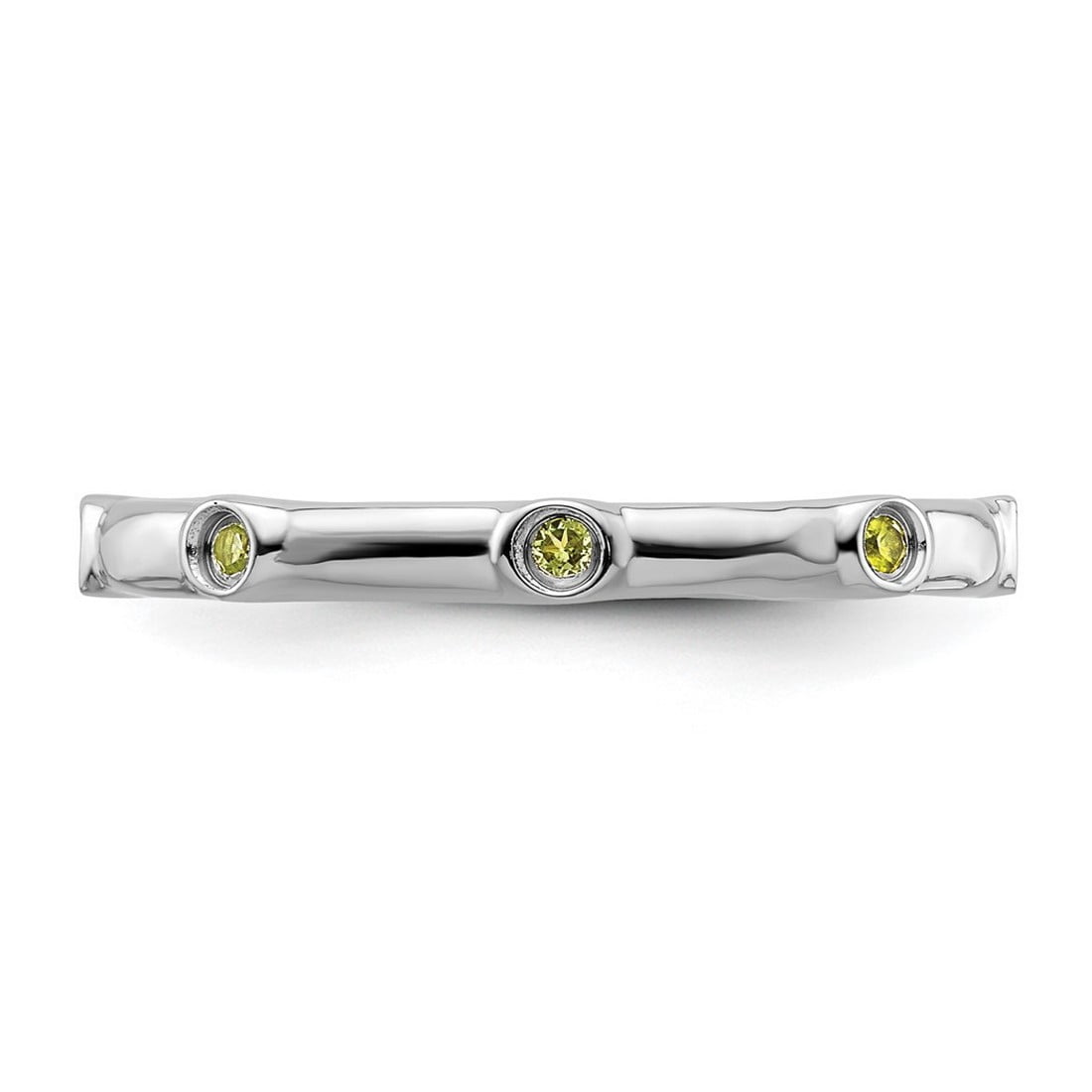 925 Sterling Silver Bezel Polished Stackable Peridot Ring Size 5 Stackable Ring for Women - .13 cwt