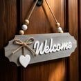 thumbnail image 4 of Green Wooden Welcome Decor, Front Door Welcome Sign, Wall Hanging Decor, Welcome Porch Sign, 8X2.5 Inch Handcrafted Wood Plaque with Beaded Jute Hanger, Perfect for Entryway, 4 of 7