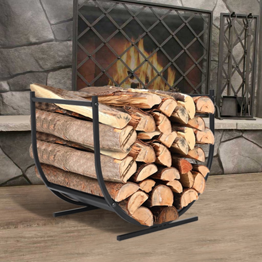Details about   Firewood Log Stacking Rack Outdoor Heavy Duty Wood Storage Holder Black Home 