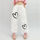 thumbnail image 2 of Pantalones Gibobby Mujeres con bolsillos Ajuste holgado Elástico Cordón Joggers Pantalones Entrenamiento Casual Corazón Estampado Pantalones holgados Correr Yoga Gimnasio Plus Deporte Blanco XL, 2 of 4