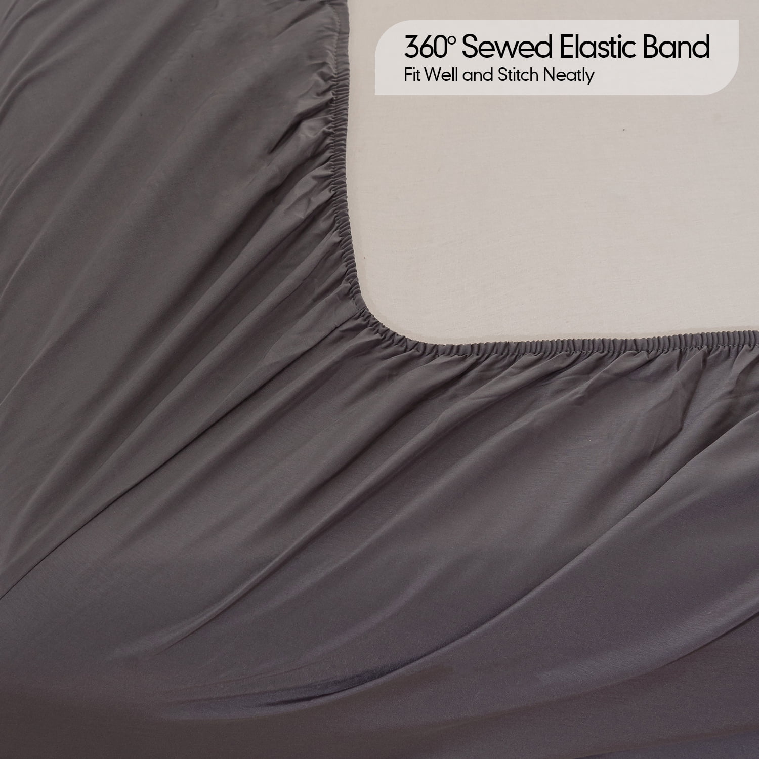 JOHNPEY Silky Bed Sheets Set Bamboo Soft Bed Sheets for Queen Size Bed,Flat Sheet + Fitted Sheet + 2 Pillowcase,Queen,Dark Gray