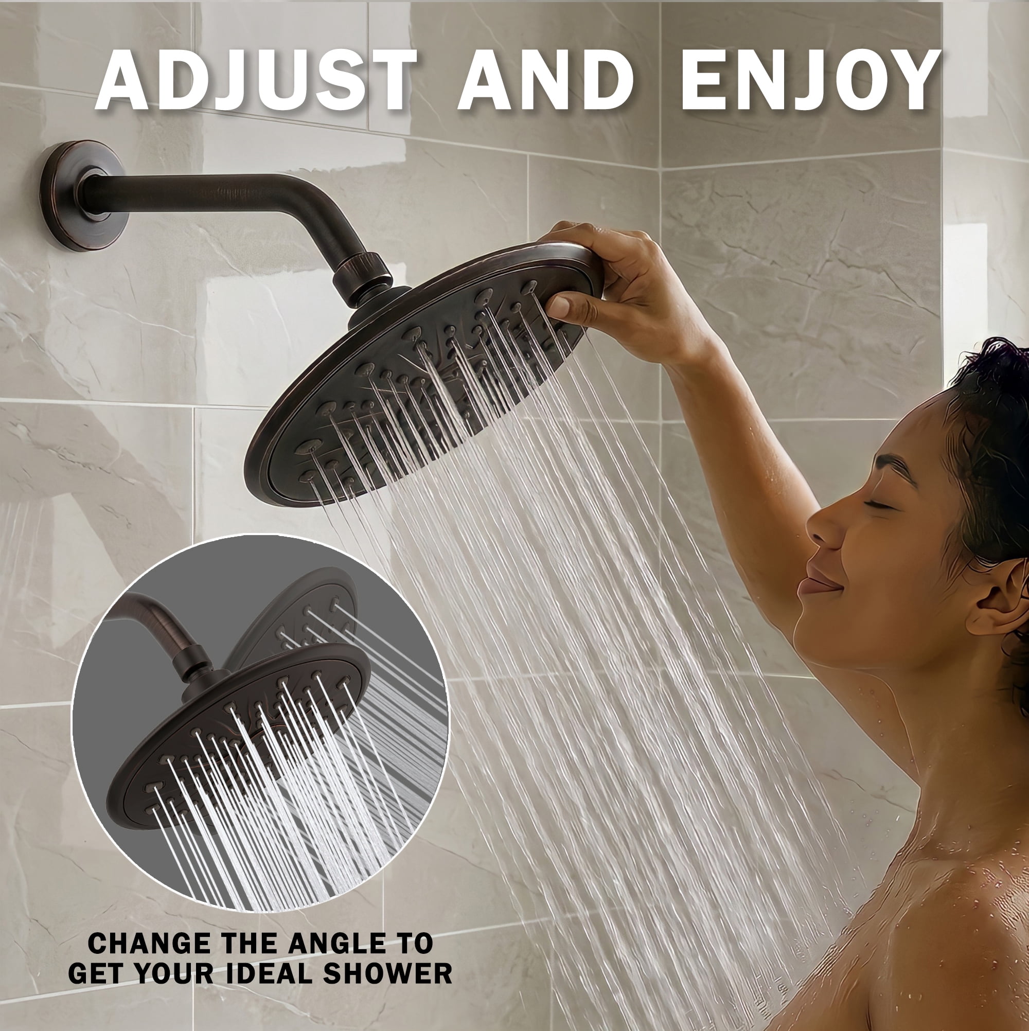 Aqua Elegante Luxury Rain Shower Head for Overhead Waterfall Showers - 2.5 GPM - Oil-Rubbed Bronze