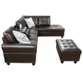 thumbnail image 4 of Aukfa Sectional Sofa, Living Room Couch with Storage Ottoman, Cup Holder, Right Facing Chaise, Brown, 4 of 10