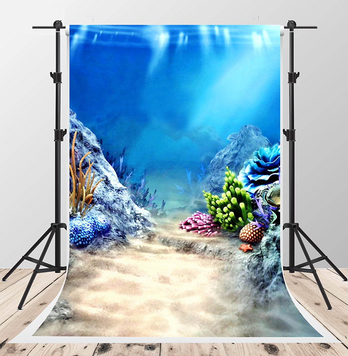 HelloDecor Polyester Fabric 5x7ft Blue Photography Backgrounds Scenery ...