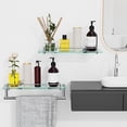 thumbnail image 6 of Woindo Bathroom Glass Shelf with Railing, Floating Tempered Glass Bathroom Wall Shelf Rectangle 16 Inch Shelves Chrome Polished Bracket Mount Modern, 6 of 11