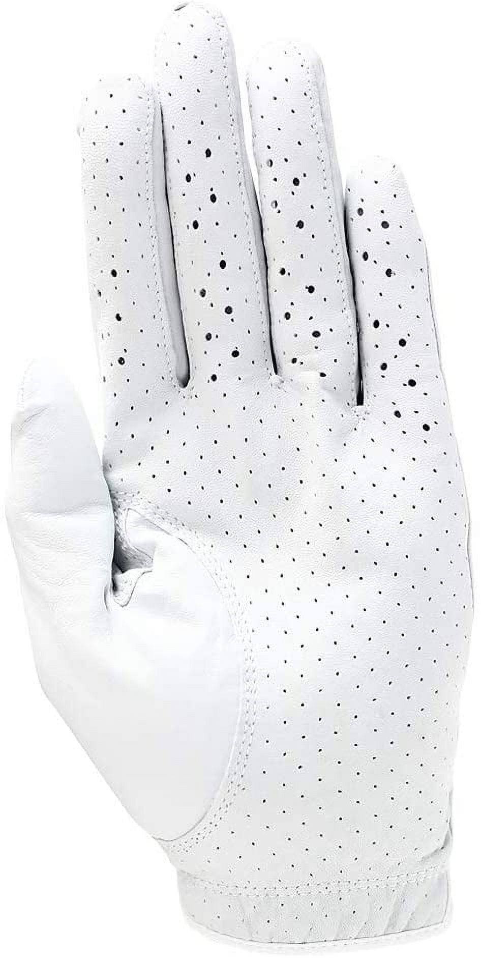 Rife Golf Mens Pro Tour White Super Premium Cabretta Leather Golf Gloves Comfort Fit Breathable Ventilation for Maximum Feel - 9 Pack (Medium, Left)