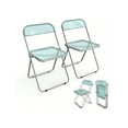 thumbnail image 5 of 2 foldable terrace plastic folding chairs, white transparent/pink transparent/blue transparent/orange transparent, can be used for gardens, camping BBQ、 party, 5 of 21