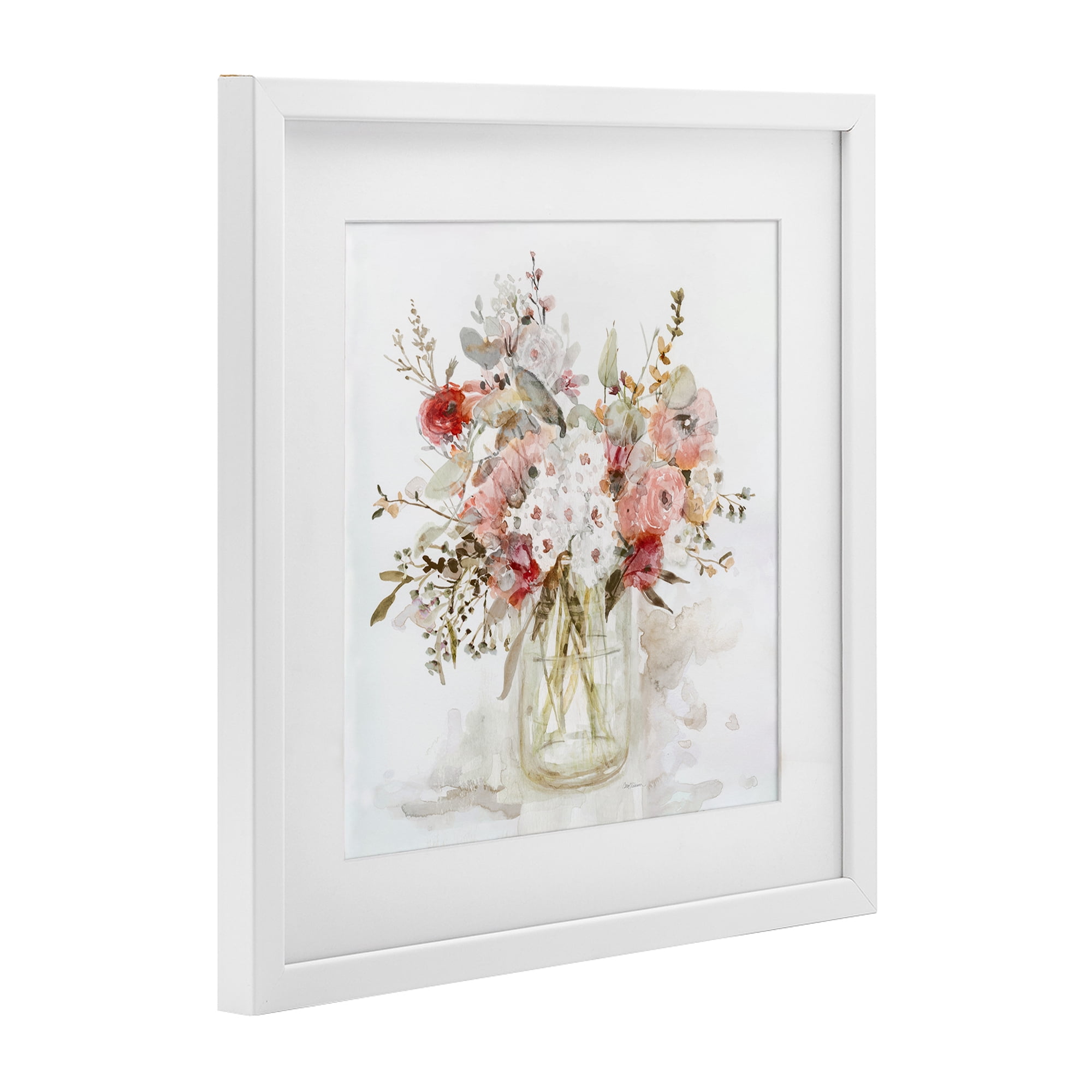 Stupell Industries Soft Blush Botanical Bouquet White Framed Print Under Glass, design by Carol Robinson