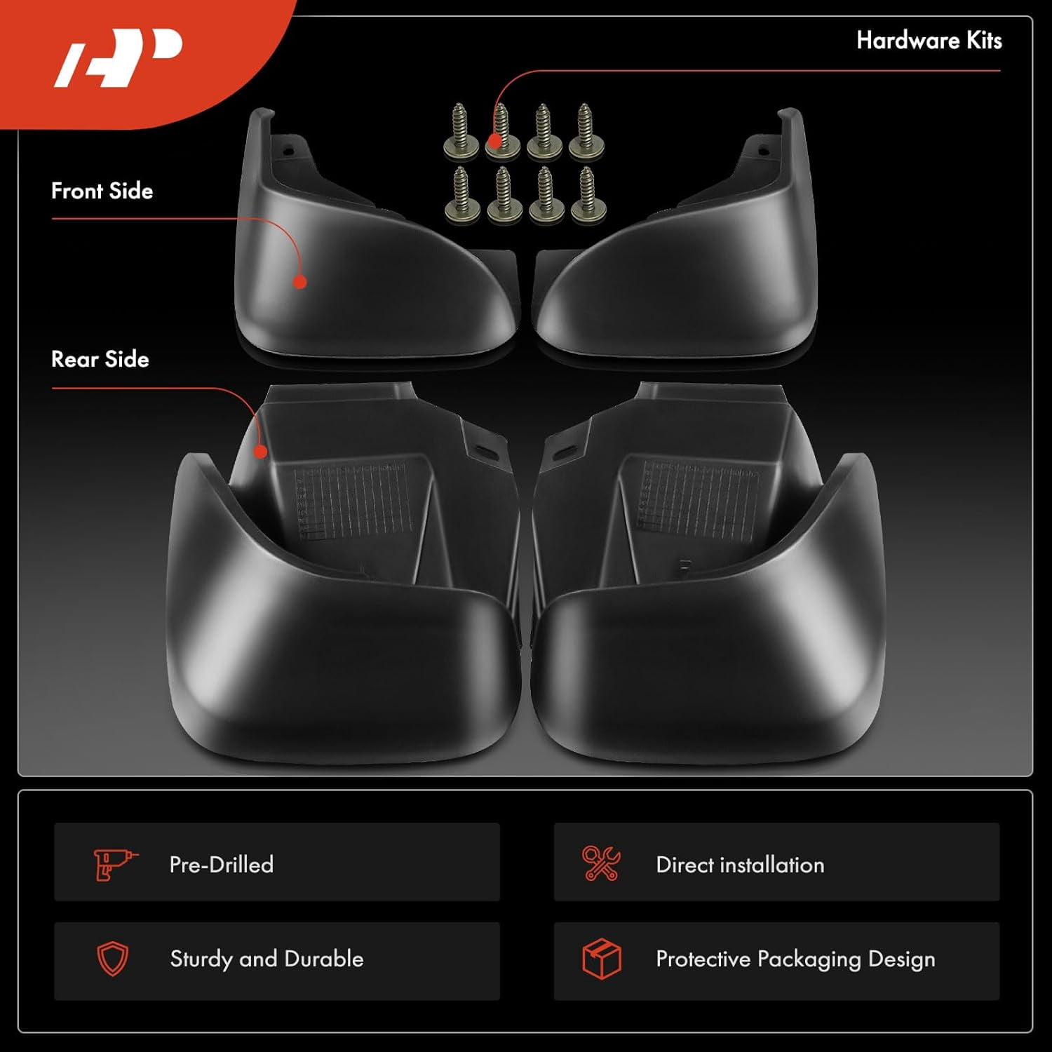 A-Premium Splash Guards Mud Flaps Mudguards Compatible with Honda Accord Sedan 1998 1999 2000 2001 2002 Front and Rear 4-PC Set
