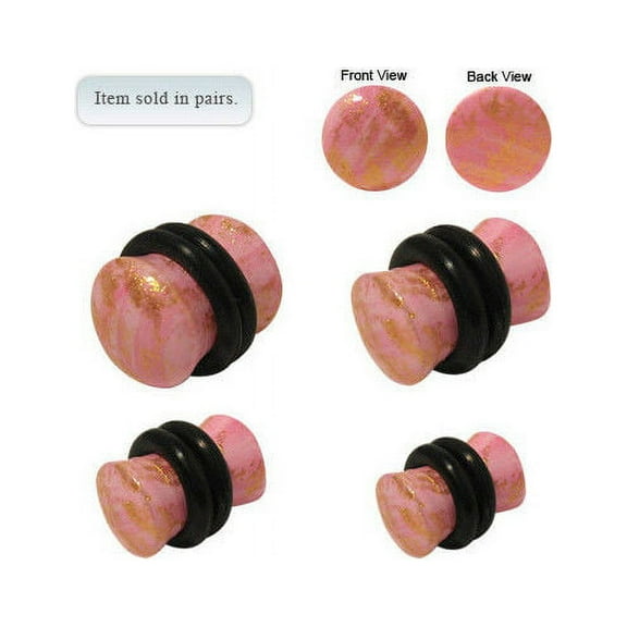 Pair of Pink Acrylic Glitter Ear Plug - 6 Gauge to 0 Gauge