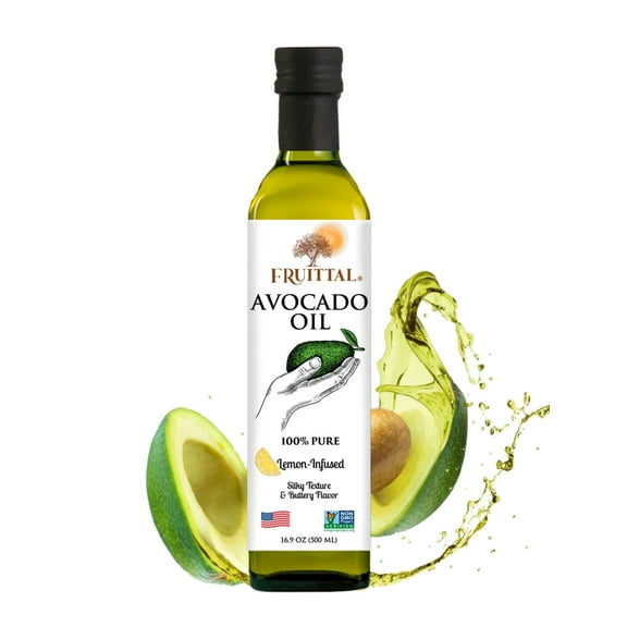 Fruittal Lemon-Infused Avocado Oil – 100% Pure, Made in USA, Rich in Health Benefits (16.9 oz)