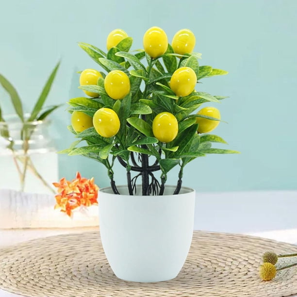 Pequeña planta falsa plantas artificiales en macetas decoración de flores creativas árboles de frutas artificiales en maceta para la sala de estar de Limón