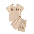 thumbnail image 4 of Fshinging Children Clothes Set Summer Letter Print Shorts Suit Short Sleeve Tops 2 Piece Set Garçon Ensemble Size 5-6 Years, 4 of 5