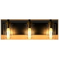 thumbnail image 6 of Retro Bathroom Vanity,3-Light Industrial Matte Black and Gold Mirror Bath Wall Lighting, 6 of 6