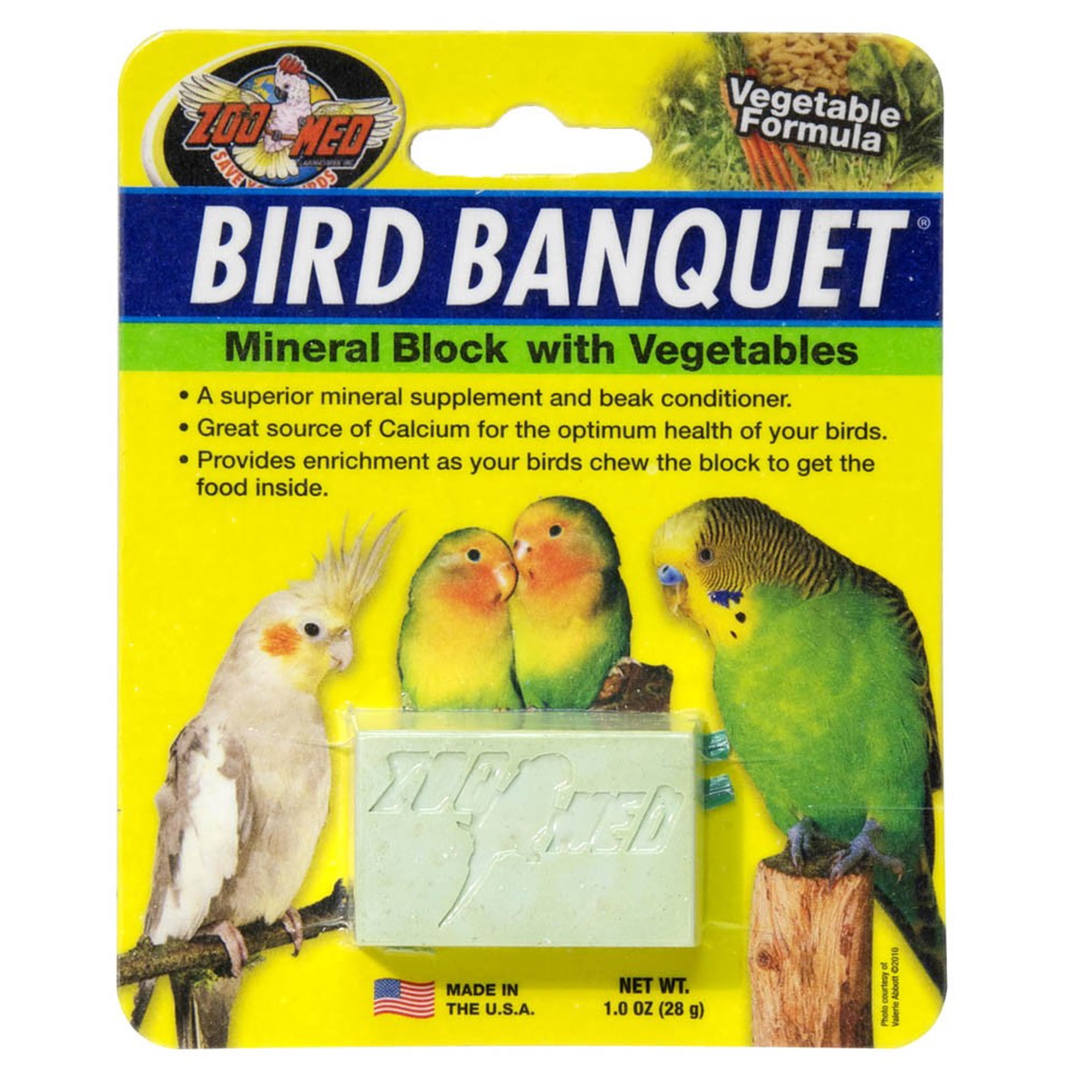 Zoo Med Labs Supplement Bird Banquet Mineral Block Veggie Formula Small Calcium