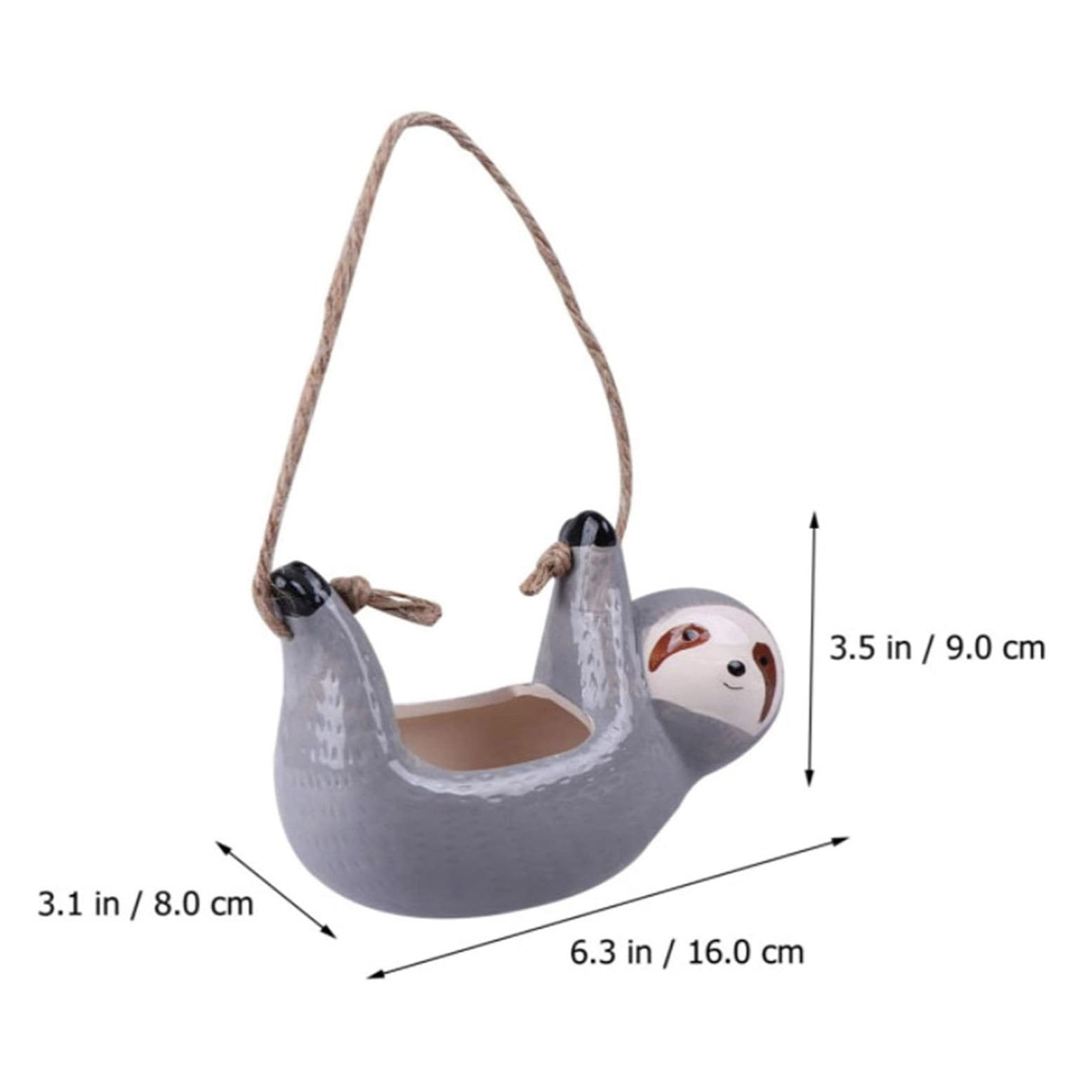 SILVERFEVER Sloth Hanging Planter  Succulent Plant Pot Indoor Outdoor Ceramic Animal Planters Pots Flowerpot Container 1, Grey