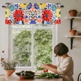 thumbnail image 5 of Abstract Red Yellow Flowers Window Valance Curtain Hand Drawn Floral Rod Pocket Short Curtain for Living Room, Bedroom & Kitchen Window Decor 42x18in, 5 of 8