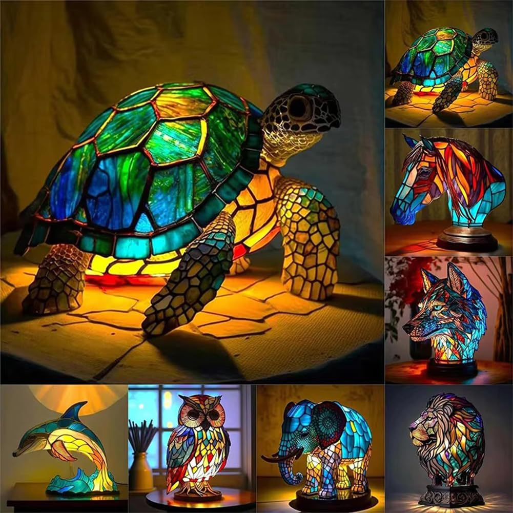 Cute Animal Desk Lamp, USB Powered Night Light for Home Office Decor, Fun Resin Statue Collectible Gift