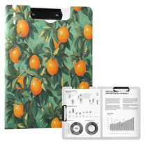 FORMRS A4 Clipboard Folder with Pen Holder Horizontal Foldable School Office Binder, Orange Tree Pattern
