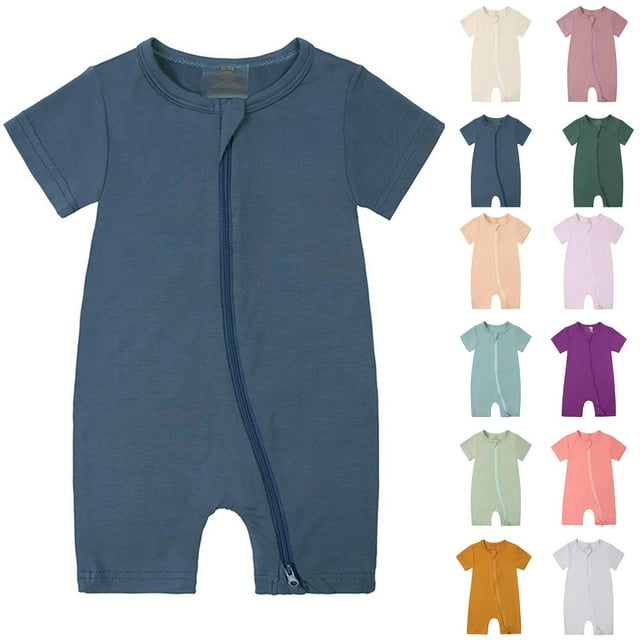NJDVHB Économies d'Été Vacances! Justaucorps pour Filles Tout-Petits Décontractés, Romper pour Garçons Filles, Combinaisons à Manches Courtes Col Rond Décontracté Shorts Unis, Rose, 100