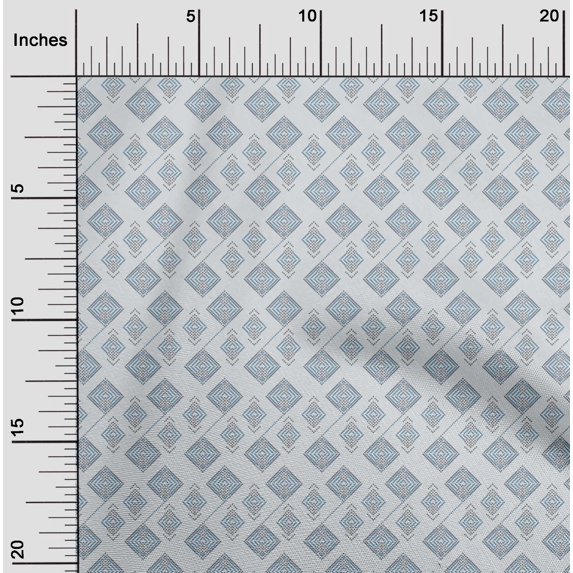 oneOone Organic Cotton Poplin Twill Fabric Diamond Geometric Print Sewing Fabric BTY 42 Inch Wide