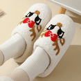 thumbnail image 2 of BERANMEY Christmas Reindeer Slippers for Womens Mens Plush Warm Santa Claus Slippers Fuzzy House Slippers Christmas Gifts For Girls Women Girlfriend, 2 of 9