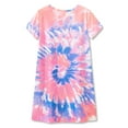 thumbnail image 2 of Beezizac Teen/Little Girls Nightgown – Summer Short Sleeves Sleepwear Trendy Blue & Coral Swirl Nightdress Pajama Size 6, 2 of 7
