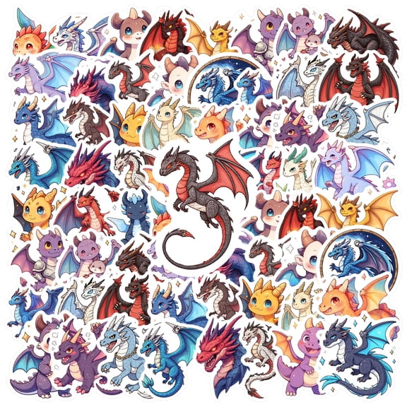35pcs Cute Stickers Dragon Animal Stickers Fantasy Stickers Kids Stickers for Laptops Suitcase Phone