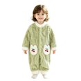thumbnail image 2 of Maqroz Cute Girls Boys Fuzzy Fleece Snowsuit Winter Warm Romper Long Sleeve Hooded Onesie Outerwear Daily Wear Toddler Clothes with Animal Pockets, 2 of 8