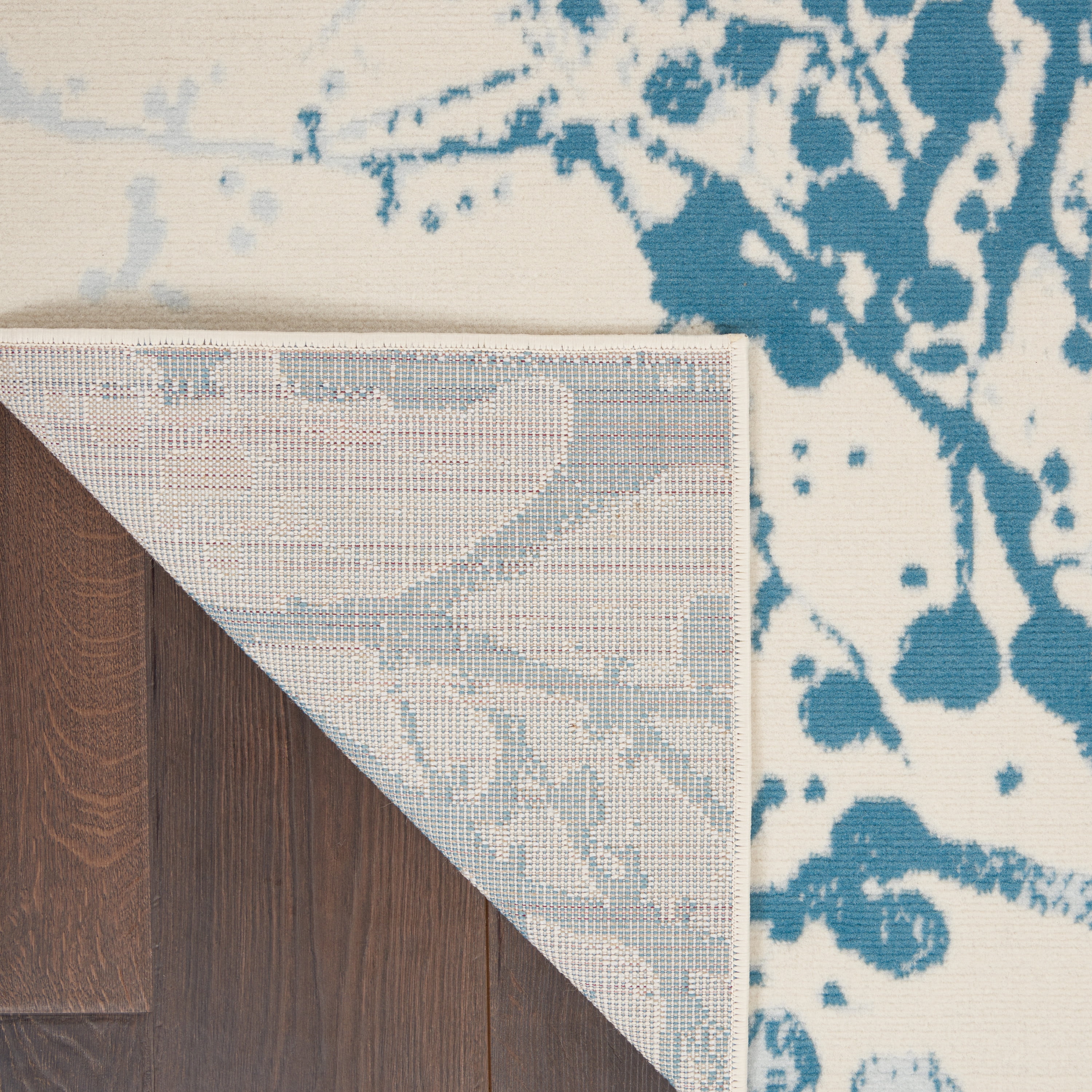 Nourison Bliss Modern Botanical Ivory/Blue 4' x 6' Area Rug, (4' x 6')