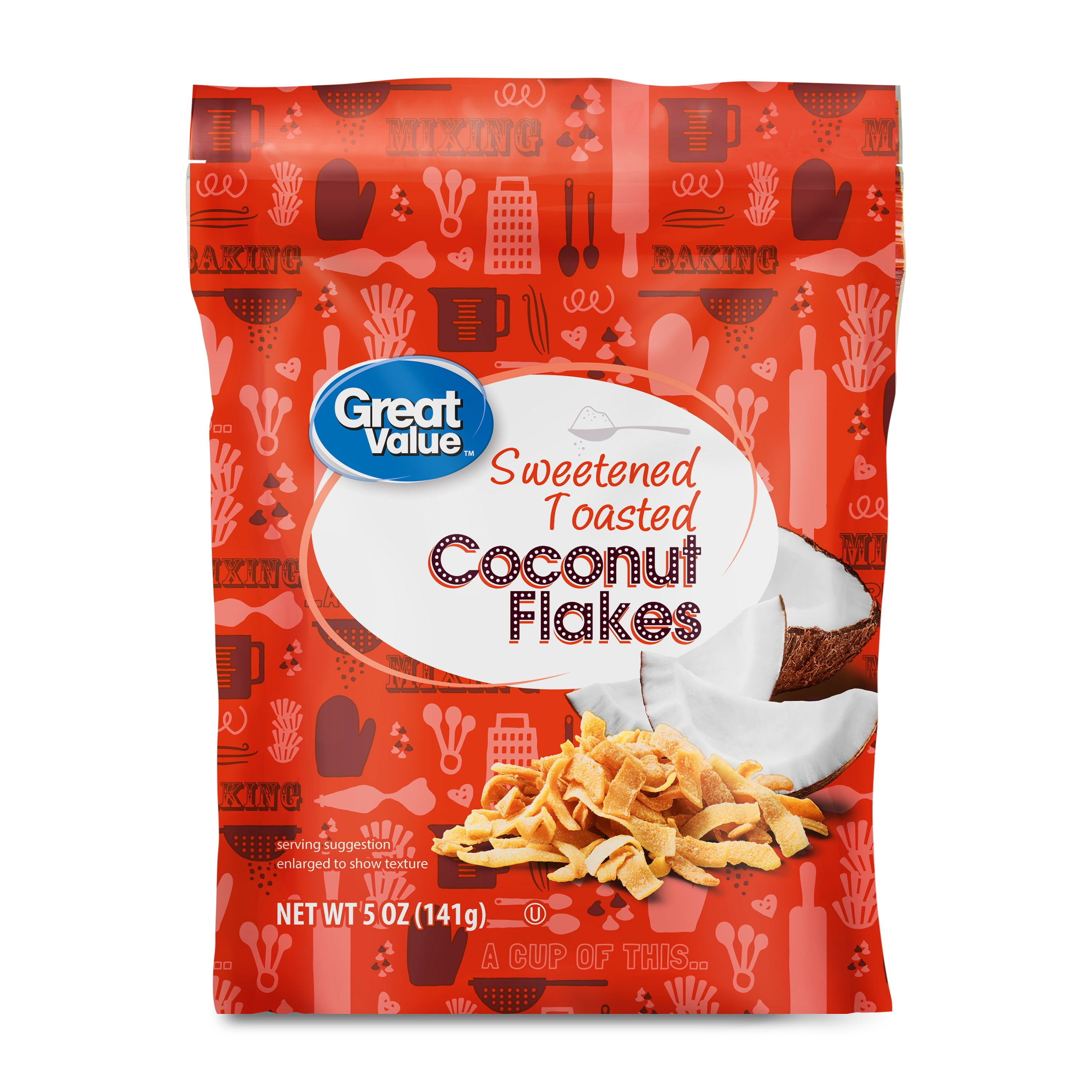 (6 pack) Great Value Sweetened Toasted Coconut Flakes, 5 oz (Contains Coconut)