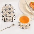 thumbnail image 3 of Yayeee 6 PCS Drink Coasters with Holder Set Woven Absorbent Round Tabletop Hot Pad, Black Cat Paw, 3 of 7