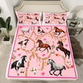 thumbnail image 2 of jejeloiu Western Cowgirl Full Size Sheets,Rustic Farmhouse Horse Bed Sheets,Kawaii Pink Flower Sheet Sets For Girls,Luxury Bedroom Decor,4-Piece, 2 of 7