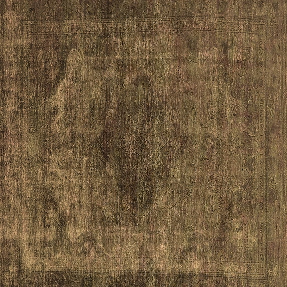 Ahgly Company Indoor Square Oriental Brown Industrial Area Rugs, 7' Square
