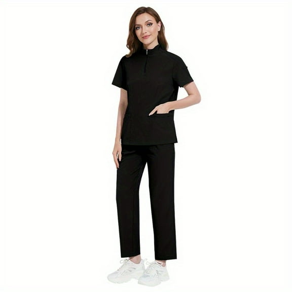 Women's Stand Collar Work Uniform Set - Modern, Comfortable, and Professional Outfit for Various Work Environments