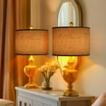 thumbnail image 6 of Large Lampshades Set of 2 Drum Lamp Shades 15" Top X 15" Bottom X 12" High, Large Lamp Shade Spider Fitter Brown Lampshades Come with 10" Height Gold Lamp Shade Holder Set of 2 Easy Assembly Required, 6 of 9