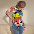 thumbnail image 3 of Junzan Justaucorps à Manches Courtes Col Rond Imprimé Chats Amusants pour Femmes, T-shirt Mode Aguichant une Pièce Col Rond Justaucorps Aguichant pour Sortir-Petit, 3 of 7