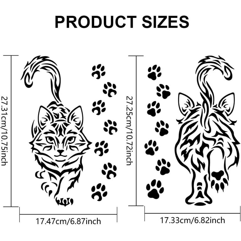2pcs-walking-cat-stencils-11-7-8-3inch-cat-paw-prints-stencil-with-paint-walmart-com