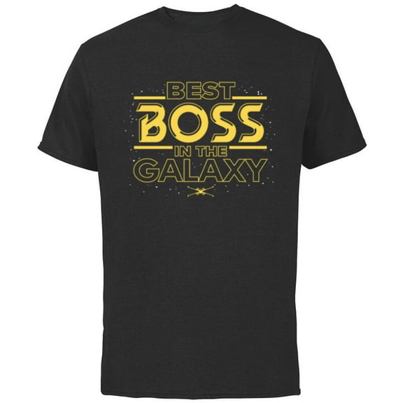 Star Wars Best Boss in the Galaxy Birthday Employer Gift- Short Sleeve Cotton T-Shirt for Adults - Customized-Black