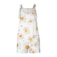 thumbnail image 4 of Loose Summer Romper Womens Shorts with Daisy Flowers Print Sleeveless Knotted Straps Short Jumpsuit with Pockets (M, White 03), 4 of 6